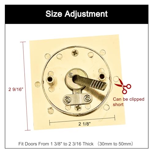 Pocket Door Lock,Privacy Door Hardware Suitable for Bathroom Bedroom etc Recessed 2 Sided, 2 3/8" Backset, Invisible Hardware for 1 3/8” to 2 3/16” Thickness Door (Gold-2Pack, Privacy Lock) by senharvest - Image 5