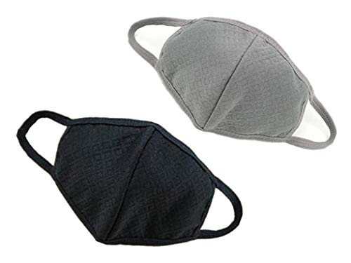 Preisvergleich Produktbild ALIMITOPIAkxgj Mundmaske für Erwachsene, 3-lagig, Aktivkohle, Reine Baumwolle, Recycling, schwarz / grau
