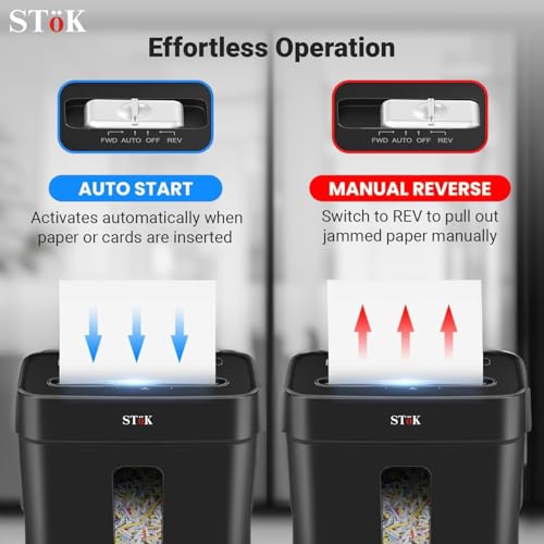 Image of SToK (ST-15CC) 6-Sheet Cross-Cut Paper Shredder for Home & Office, P-4 High Security Level, Super Quiet with Jam Proof System, 12 Liter Bin (One Year Offsite Warranty)