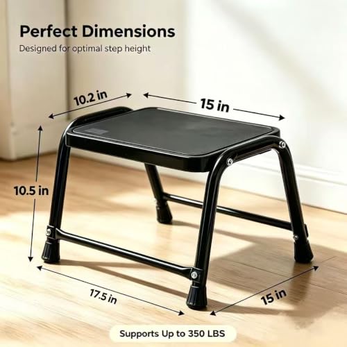 Leekpai Step Stool — Heavy Duty 350 lbs Metal Stepping Stool with Non-Slip Rubber Feet, 10.5" High Step Stool for Bed, Bathroom, Kitchen by Leekpai - Used condition - Image 3