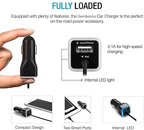 Iphone Car Charger, [Apple Mfi Certified] Car Charger For Iphone 14, 13, 12, 11, X, Xr, Xs, Pro, 8 Plus, 7 Plus, Pro Max, Ipad Pro, Air 4, Mini With Extra Usb Port #TOP3