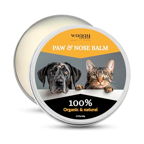 Waggy Plus Protector Patas de Perros y Gatos Orgánico 100% Natural. Protege, Repara e Hidrata la Nariz y Almohadillas secas y dañadas. Bálsamo para Proteger Las áreas más delicadas 50ml