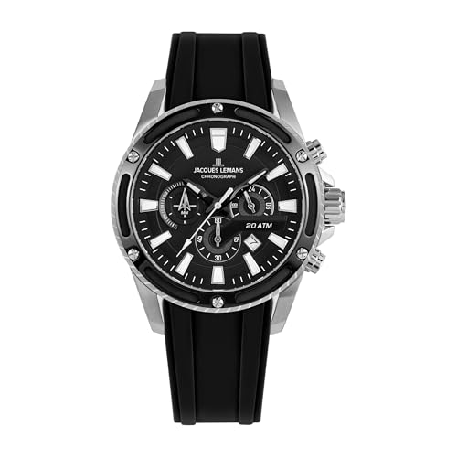 Chronographe pour homme Jacques Lemans montre bracelet sport étanche Liverpool 1-2141A