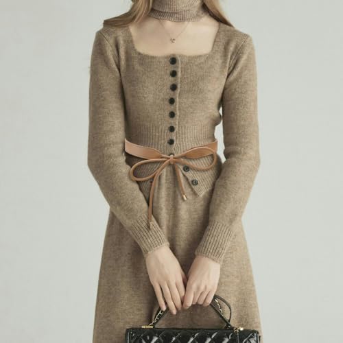 1.8 Yards Women Fashion PU Leather Tie Knot Skinny Belt Waistband String Boho Knotted Thin Dress Waist Rope Belt Decoration Accessoties for Women Dresses Coat Sweater (Khaki) 5