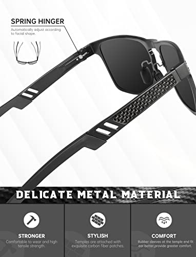 Image of Polarized Sunglasses for Men Rectangular Classic Al-Mg Metal Frame Sun Glasses Mens Sunglasses with UV Protection