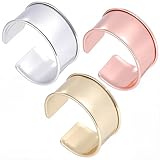 Beebeecraft 3 Unidad de Brazaletes Anchos de 3 Colores En Blanco de Aleación de Metal Brazaletes Ranurados Brazaletes Gruesos de Estilo Punk Abiertos para Kits de Suministros para la Fabricación de