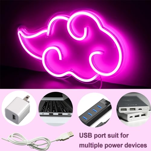 Image of SmilingTown Cloud Neon Signs for Wall Decor USB Operated Neon Art Decorative Lights for Bedoom Home Gameroom Office Bar Pub Club Christmas Party Supplies Gift Idea (Pink)