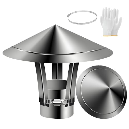 50-300mm Comignolo Antivento Antipioggia per Camino Terminale Canna Fumaria, Copertura Abbattitore Fumi Stufa Pellet, Cappello Scarico for Esterni(150mm/5.9in)