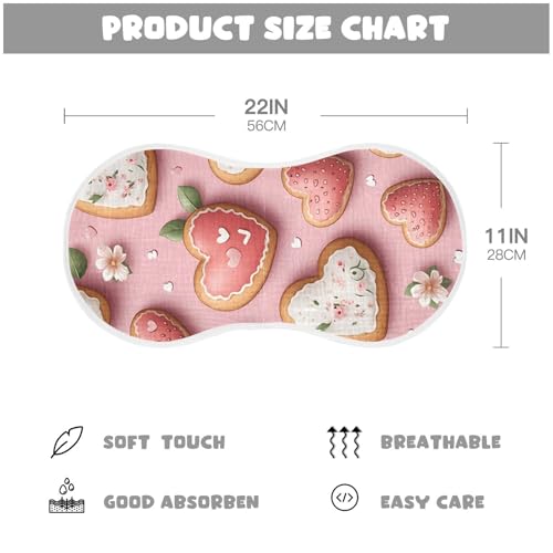 1 Pack Heart Shaped Cookies Muslin Burp Cloths Cotton Absorbent Baby Burping Rags for Boys Girls Soft Newborn Burp Bibs, 22 x 11 Inch4