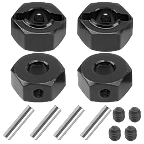 Vgoohobby Metal 12mm Wheel Hex Hub Drive Adapters with Pins Screws Compatible with 1/10 Arrma Senton Granite Typhon Vorteks 3S Big Rock RC Car (Black)