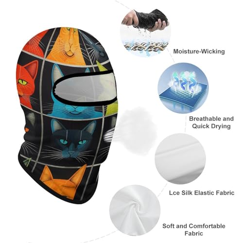 Balaclava para Hombre y Mujer con diseño de collage de gatos, cubre rostro completo, para ciclismo miniatura 3