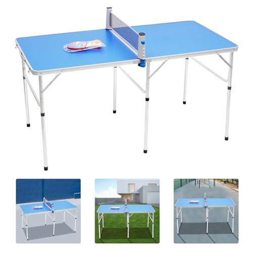 Tischtennisplatte Klappbar Indoor 152 * 76 * 76cm Tischtennis Set Netz Ping Pong Tisch Freizeittisch mit Griff Schläger und Tischtennisball
