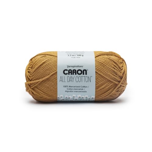 Image of Caron All Day Cotton Yarn for Crocheting, Golden, 3-Pack