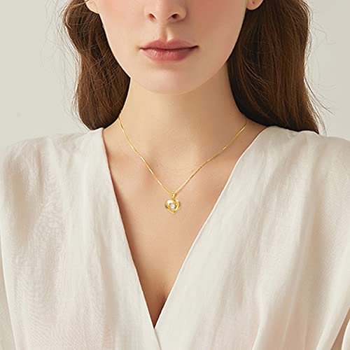 SISGEM 18k Gold Heart Pendant and 18kt Gold Box Chain Necklace, Fine Jewelry for Wife, Present for Mother, Gifts for Her, 18 Inches - Image 5