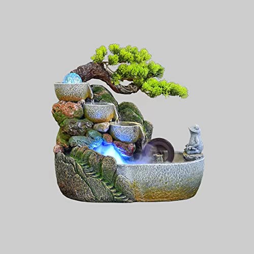Fuente de escritorio interior con cascada Zen y árboles artificiales 8