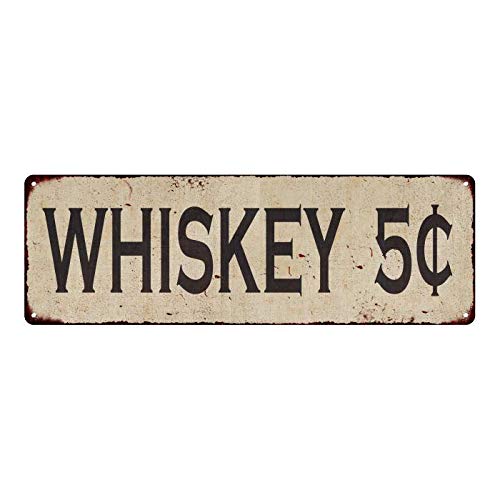 Whiskey ¢ Sign Vintage Decor Rustic Signs Wall Art Tin Plaque Decoration Farmhouse Home Bar Gift 8 x 24 Matte Finish Metal 108240071008