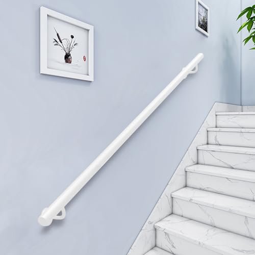 Pasamanos para barandilla de escalera - 1m 1,5m 2m 3m 4m 5m 6m Barra de agarre montada en la pared con accesorios Pasamanos moderno negro para escaleras interiores exteriores(100cm)