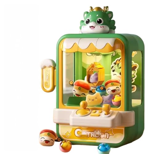 AOUGNクレーンゲーム UFOキャッチャー 本体、家庭用 ご褒美 、コスパよい コイン付き 、ぬいぐるみ付き 、景品付き 、壊れにくい 、卓上玩具、 子供の日 プレゼント ([ドリームドラゴン グリーン] ドール30体 + カプセルトイ10個) - AOUGN - 商品画像