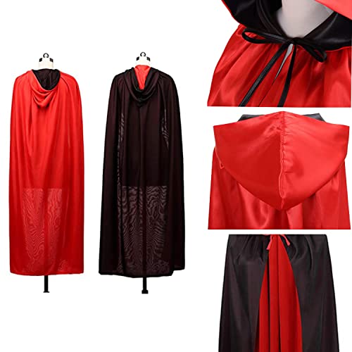 OUQIWEN Vampire Cape Kids,Child Halloween Black Red Hooded Cloak Vampire Cape,Reversible Hooded Kids Vampires Costume(90cm) - Image 4