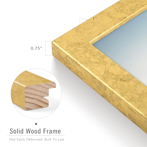 Image of Golden State Art, 11x17 Gold Picture Frame Made of Solid Wood and Tempered Glass - Wall Mounting - Great for Posters, Weddings, and Engagements, 4 Pack