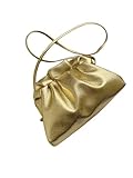 Verdusa Women's Metallic Kiss Lock Small Crossbody Bag Ruched Shoulder Purses Gold One-Size