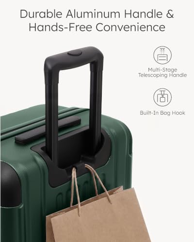 Image of Coolife Luggage, Lightweight and Durable Hardshell, 24 in, Dark Green