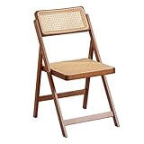 Furlide Rattan Folding Chair, Modern Mid Century Dining Chairs Set of 1, Comfy Outdoor Bamboo Chairs for Bedroom Living Room Reading Room Dining Kitchen, Walnut