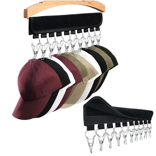 Organizer Appendiabiti Per Cappelli – Supporto Da Armadio Per 16 Berretti – Clip In Acciaio Inox, Tessuto Nylon – Confezione Da 2 - 4