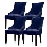 Lellen Velvet Stretch Wingback Chair Cover Slipcover - Reusable Protector Cover for Dining Room Banq
