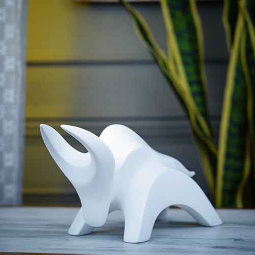 Image of Artarium Stylized Charging Bull Figurine Showpiece for Home Decor Sculpture Antique Design Home Decoration Hand Made Bull Statue (Stylized Charging Bull White)