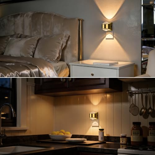 Image of Briignite Projector Night Light, Rotating Gold Night Lights Plug into Wall Dimmable, Soft White 3000K, Dusk to Dawn Nightlight for Kids, Bedroom, Nursery, Bathroom, Home Decor, Gaming Room