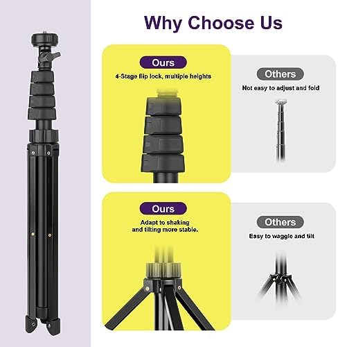 UBeesize 62" Phone Tripod & Selfie Stick, Camera Tripod Stand with Wireless Remote and Phone Holder,Compatible with iPhone Android Phone, Perfect for Selfies/Video Recording/Live Streaming Black 8 41ZieaEnZaL. AC