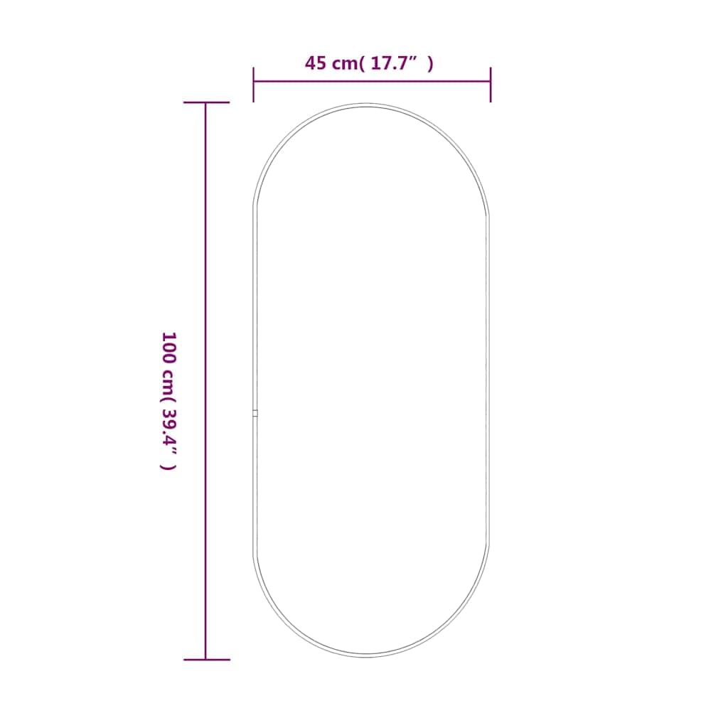 Wandspiegel silbern oval 100x45 cm mit PVC-Rahmen, Glas 4 mm, für Badezimmer Schlafzimmer Wohnzimmer Flur, Montage an Wand, klarer Kosmetikspiegel für Deko und Rasur