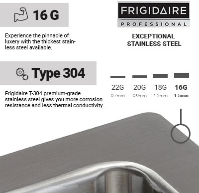 FRIGIDAIRE Undermount Stainless Steel Kitchen Sink, 16 Gauge, Deep Basin, 27", For 30" to 36" Sink Cabinet
