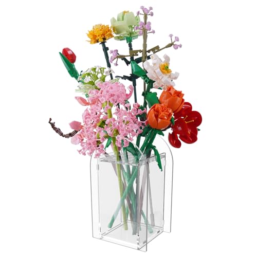 NiToy Vase for Lego Flowers Clear Acrylic Puzzle Display Stand Jigsaw