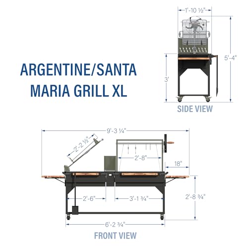 Backyard Discovery Argentine Santa Maria XL Wood Fire & Charcoal Steel BBQ Grill with Asado Clamp, Adjustable Grill Grates, Brasero, Fire Bricks, S-Hooks, Acacia Wood Table for Outdoor Gaucho Grilling