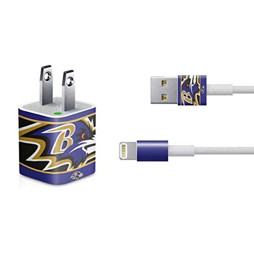 Skinit Decal Other Skin Compatible with iPhone Charger (5W USB) - Officially Licensed NFL Baltimore Ravens Zone Block Design