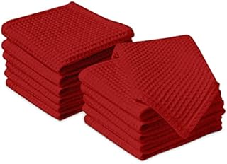Encasa Homes antybakteryjne palniki kuchenne X-Large 70 x 45 cm (4 szt.) Wysoce chłonny ręcznik waflowy do szybkiego czyszczenia i suszenia talerzy, szklanek, ekologiczna bawełna - beżowy