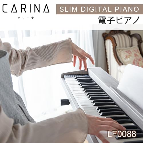 Carina 電子ピアノ 88鍵盤 キーボード 木製デザイン MIDI対応 サステインペダル付 (グレー/灰色)