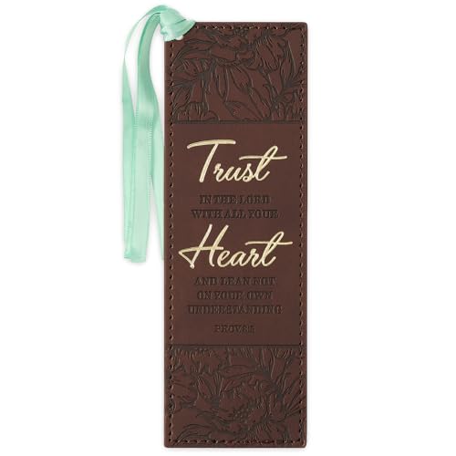 Image of Christian Art Gifts Premium Faux Leather Floral Bookmark: Trust in The Lord