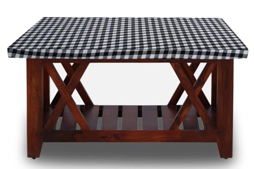 Image of The Furnishing Tree Elastic Rectangular Center Tpoy Table Cover WxL 24x60 in Inches Polyester Checkered Pattern White