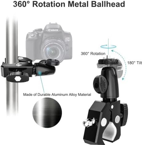 Aozcu Bike Camera Mount, Aluminum Motorcycle Bicycle Handlebar Mount Clamp with 360° Rotation Ball Head for GoPro Hero 10 9 8 7 6 5 4 3+, DSLR, DJI Osmo Action, Insta360 and Other Cameras