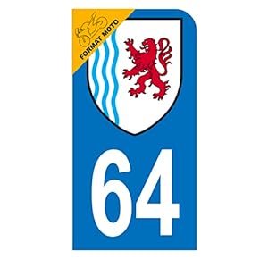 HADEXIA Autocollant Stickers Plaque immatriculation Scooter Moto département 64 Pyrénées-Atlantiques Logo Nouvelle Aquitaine