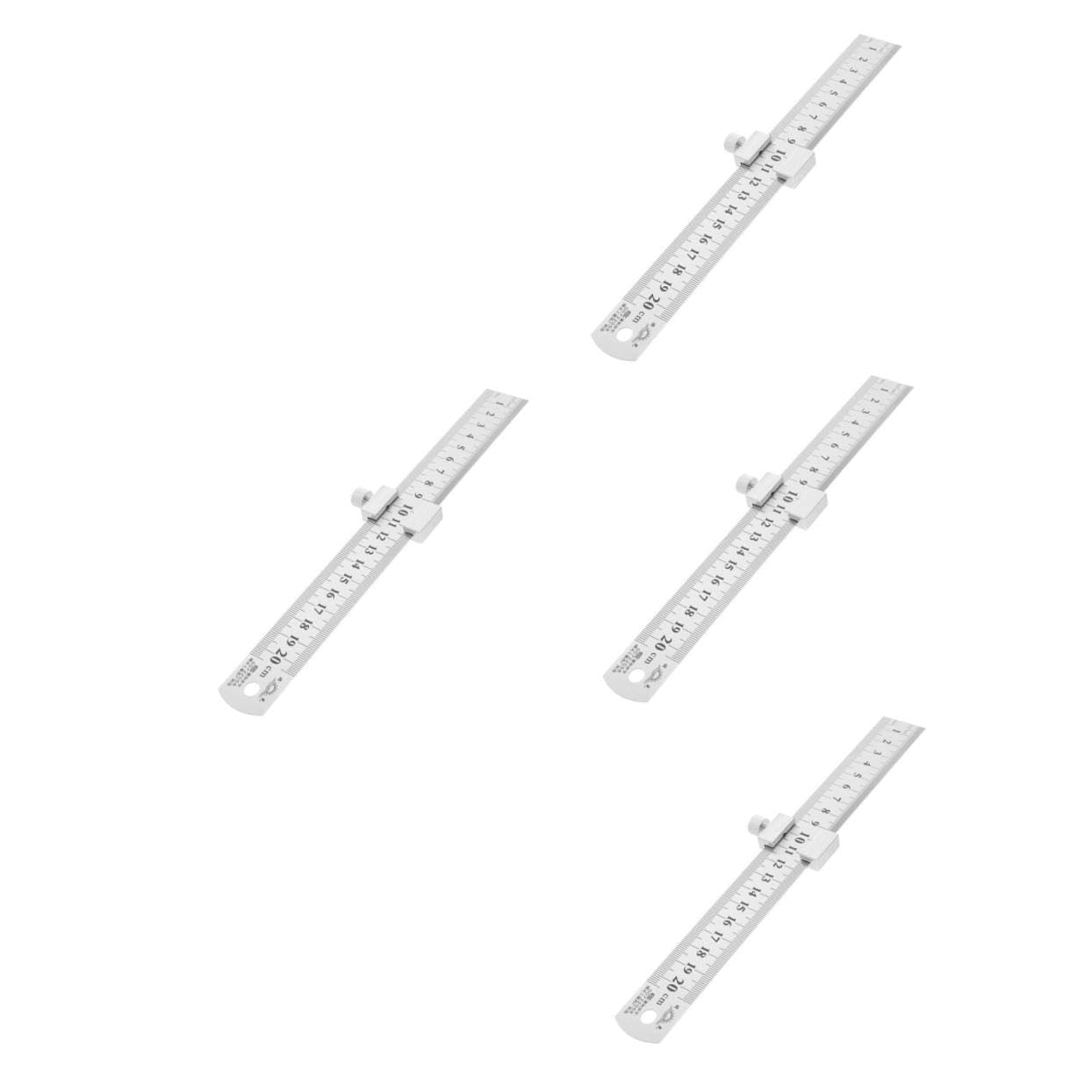 DOITOOL 4 Ensembles Règle Acier Inoxydable avec Bloc de Positionnement Règle Métallique Multipurpose Antirouille pour Ingénieurs Menuisiers et Architectes et Portable
