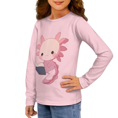 Image of Girls Long Sleeve Shirts Casual Crewneck Soft T-shirts for Girls 3-16 Years Old