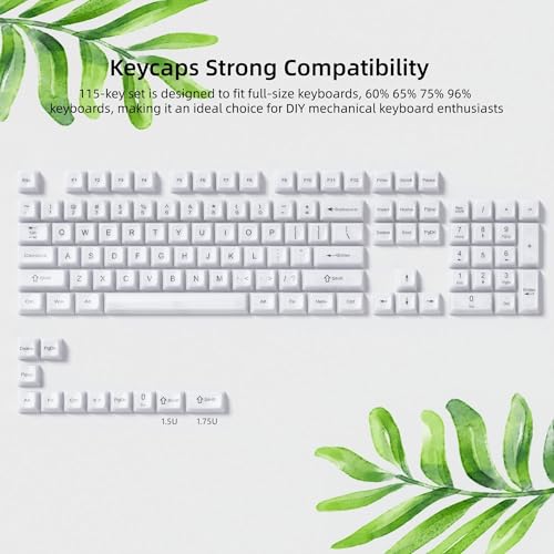 Image of Womier Keyboard Keycaps Jelly, Cute White Keycaps 60 65 75 100 Percent