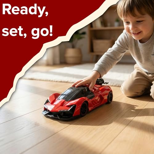 Image of Lilplay Lamborghini Remote Control Car for Kids (Red) | Sports Racing Toy for Boys | Door Opening & Rechargeable | Big Size | High Speed RC Car with Smoke | Type-C Charging | LED Headlights