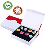 Totem World 8 Gym League Badges Set Metal Pins with Poison and Burner Counter Coin Inside a Gift Box (Kanto)