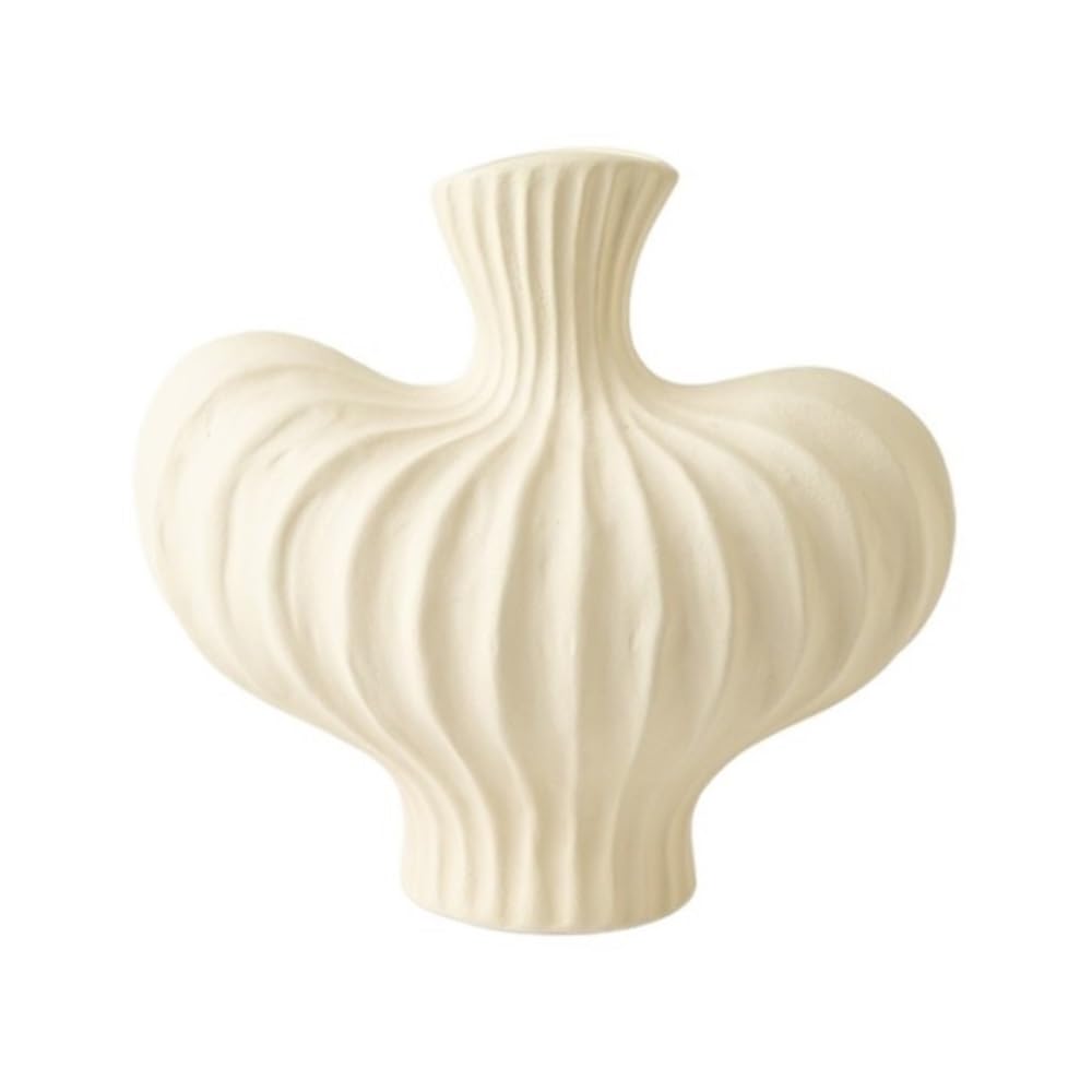 Vase en céramique blanche fait main art déco pour décoration d'intérieur