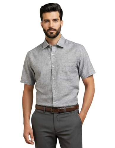 Image of Amazon Brand - INKAST Men's Cotton Solid Plain Half Sleeve Shirt | Plain Regular Fit Casual Shirt for Mens